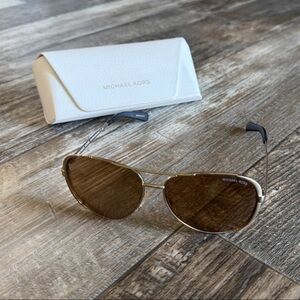Michael Kors Gold and Brown Aviator Sunglasses